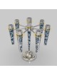 Feuille de candélabre en argent bleu à 7 + 1 bras découpée, cadeaux de Pâque,