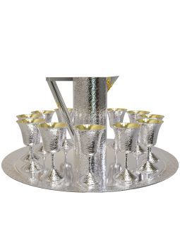 Unique Hammered Huge Sterling Silver Set , Passover Gifts , Israeli Ju