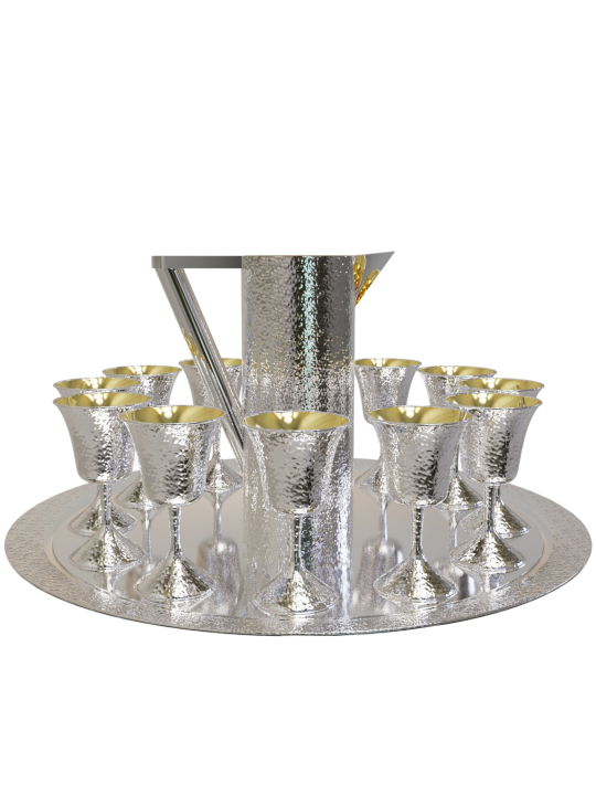 Ensemble unique en argent sterling martelé énorme, cadeaux de Pâque, Ju israélien