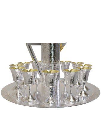 Ensemble unique en argent sterling martelé énorme, cadeaux de Pâque, Ju israélien