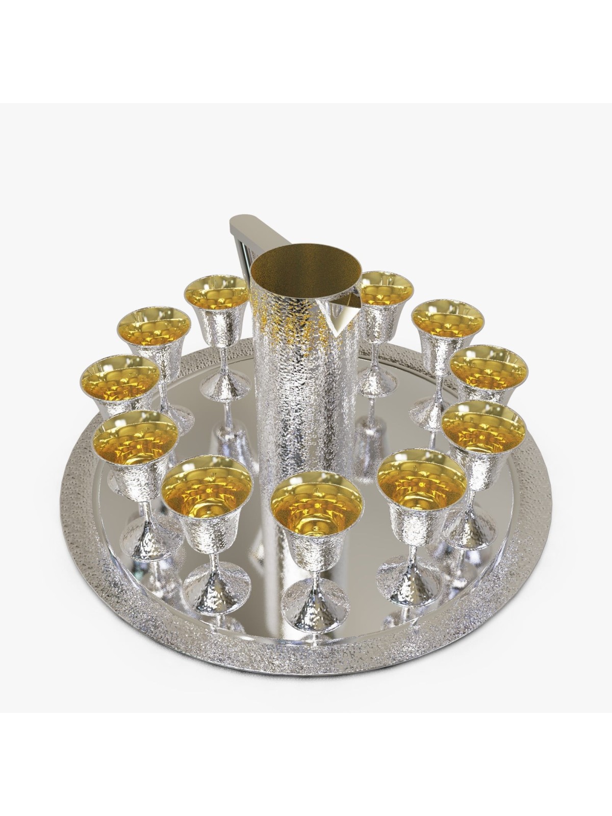 Ensemble unique en argent sterling martelé énorme, cadeaux de Pâque, Ju israélien