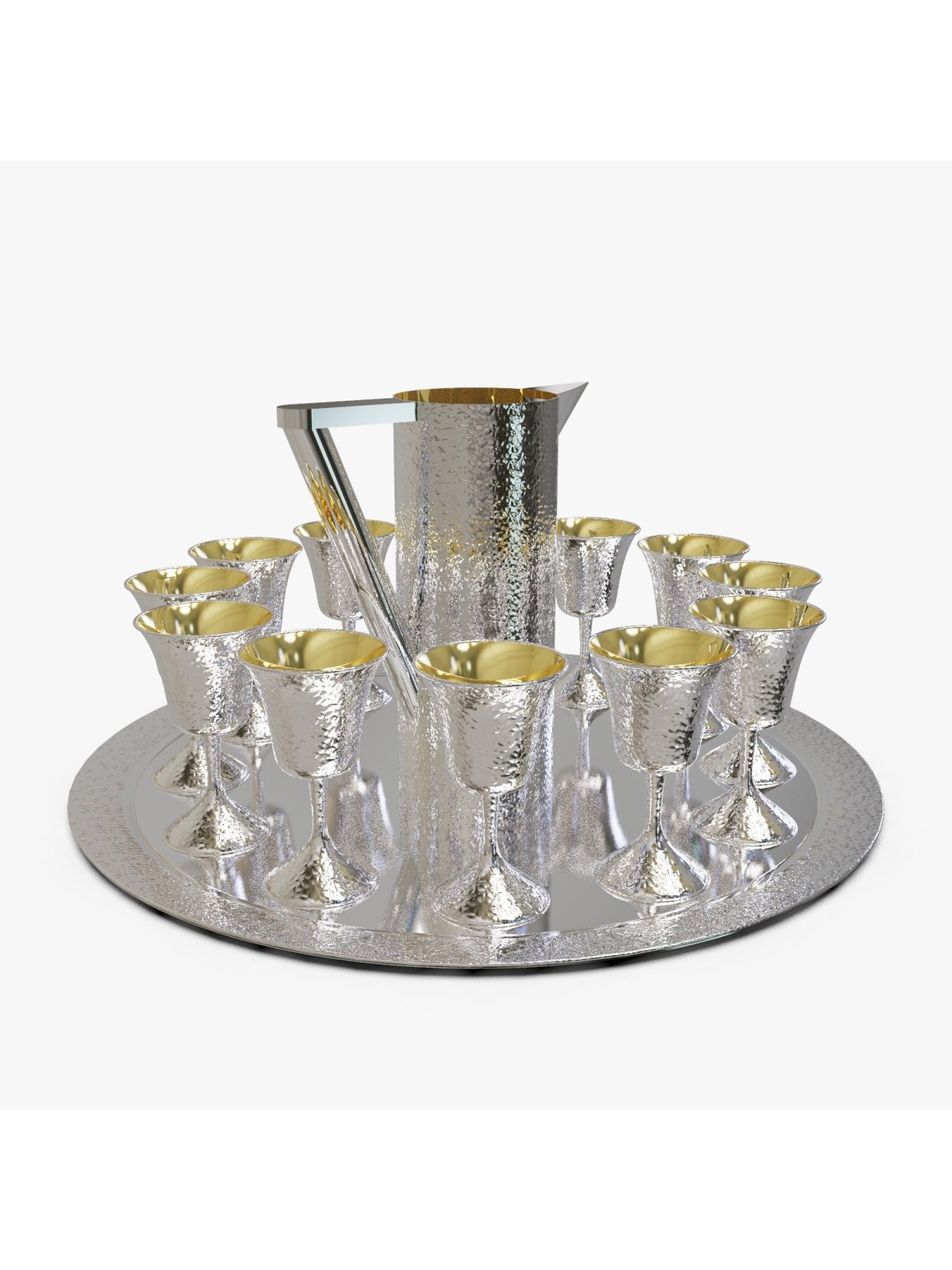 Ensemble unique en argent sterling martelé énorme, cadeaux de Pâque, Ju israélien