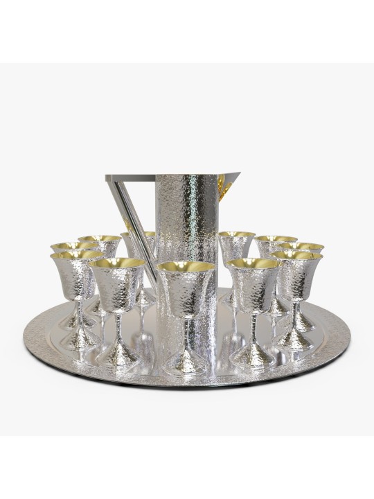 Ensemble unique en argent sterling martelé énorme, cadeaux de Pâque, Ju israélien