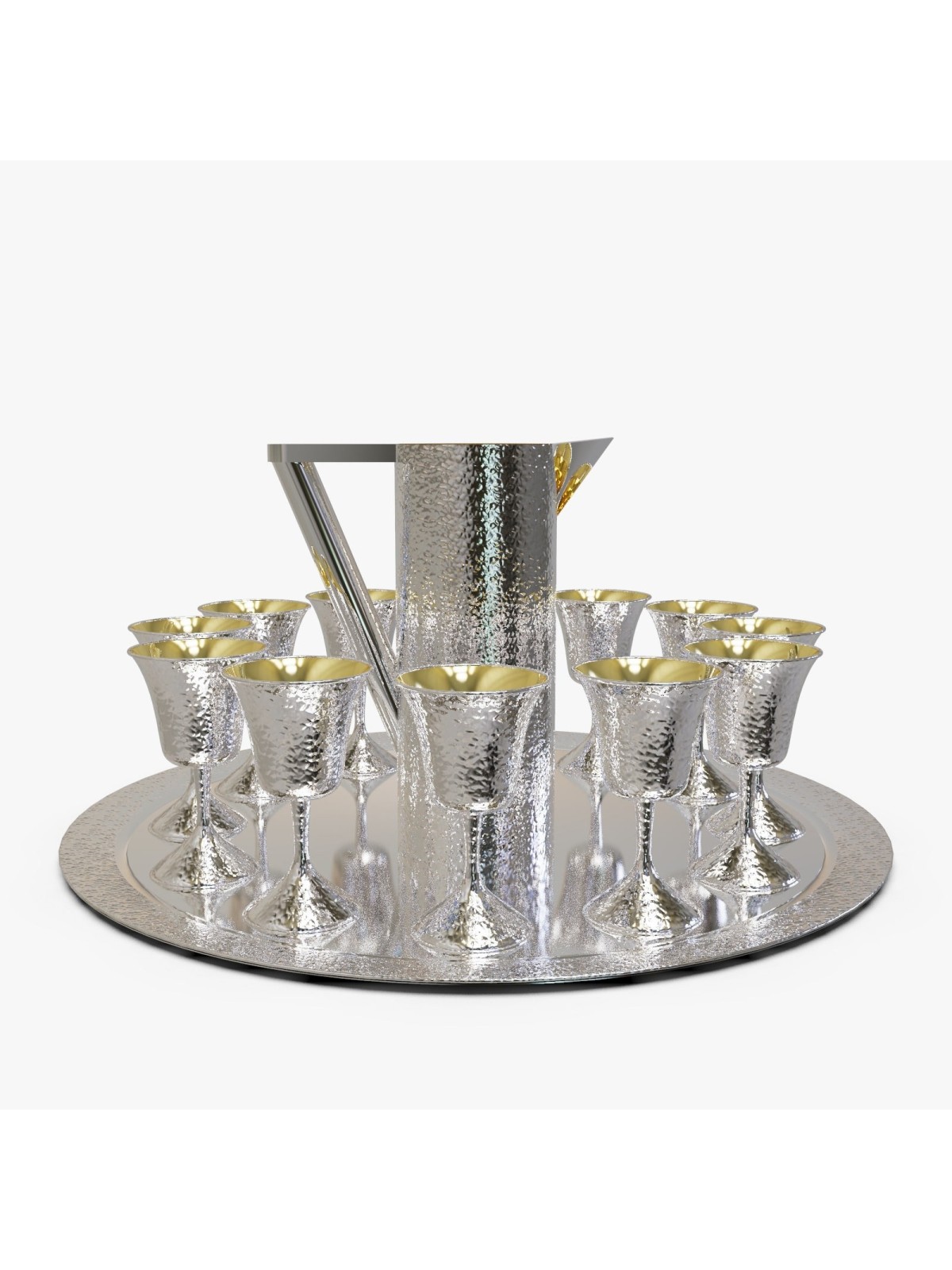 Ensemble unique en argent sterling martelé énorme, cadeaux de Pâque, Ju israélien