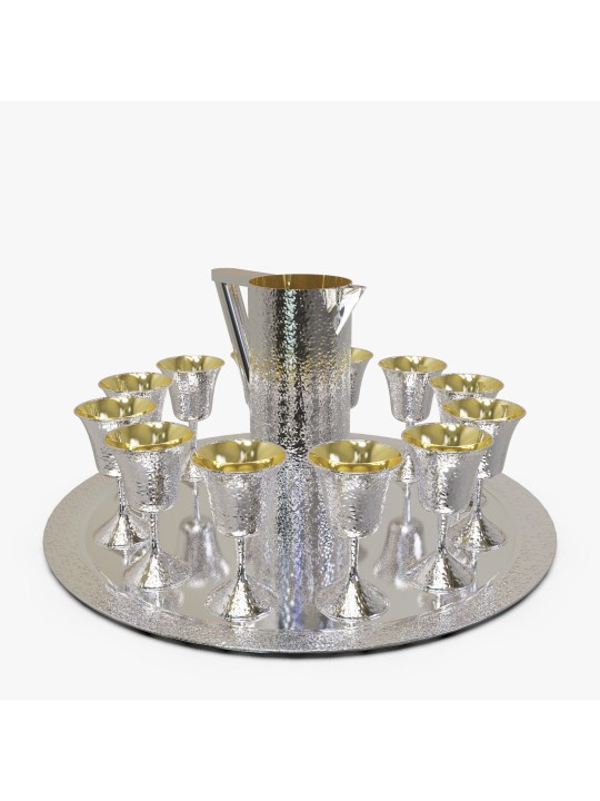 Ensemble unique en argent sterling martelé énorme, cadeaux de Pâque, Ju israélien