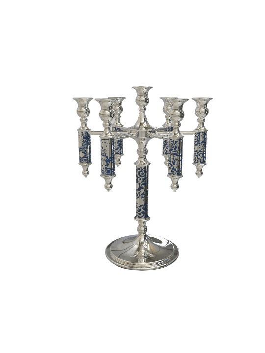 Bras de candélabre classiques 7 + 1, motifs de feuilles d'argent, cadeaux de Pâque, est