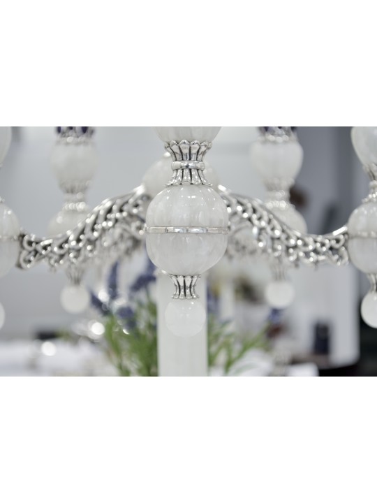 Candélabre en onyx blanc à cinq bras avec améthyste Ston, cadeaux de Pâque,