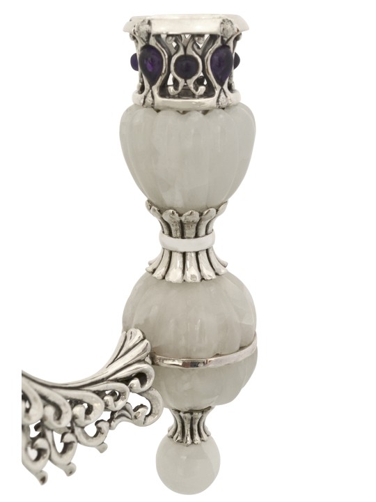 Candélabre en onyx blanc à cinq bras avec améthyste Ston, cadeaux de Pâque,