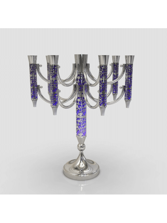 7+1 Arms Sterling Silver Exquisite Leaf Patterns C , Passover Gifts ,