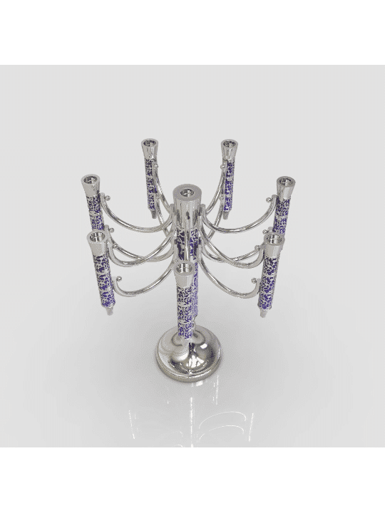 7+1 Arms Sterling Silver Exquisite Leaf Patterns C , Passover Gifts ,