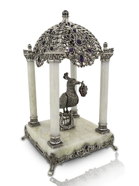 Regal Bird Shaped Onyx Besamim Box , Cadeaux Tu B'Av , Judaica israélien