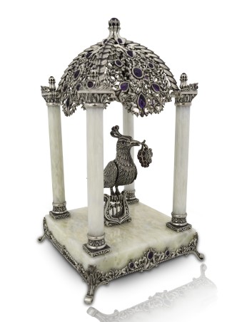 Regal Bird Shaped Onyx Besamim Box , Cadeaux Tu B'Av , Judaica israélien
