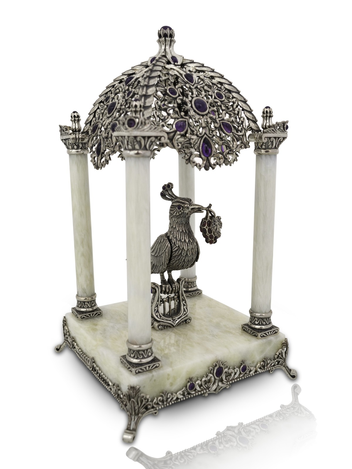 Regal Bird Shaped Onyx Besamim Box , Tu B'Av Gifts , Israeli Judaica
