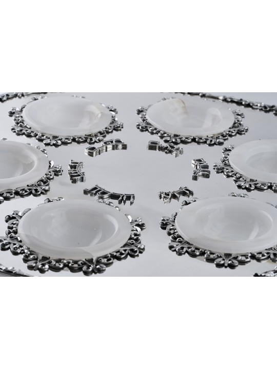 Énorme plaque de Seder surélevée en filigrane d’argent hexagonal wi , cadeaux de Pâque ,