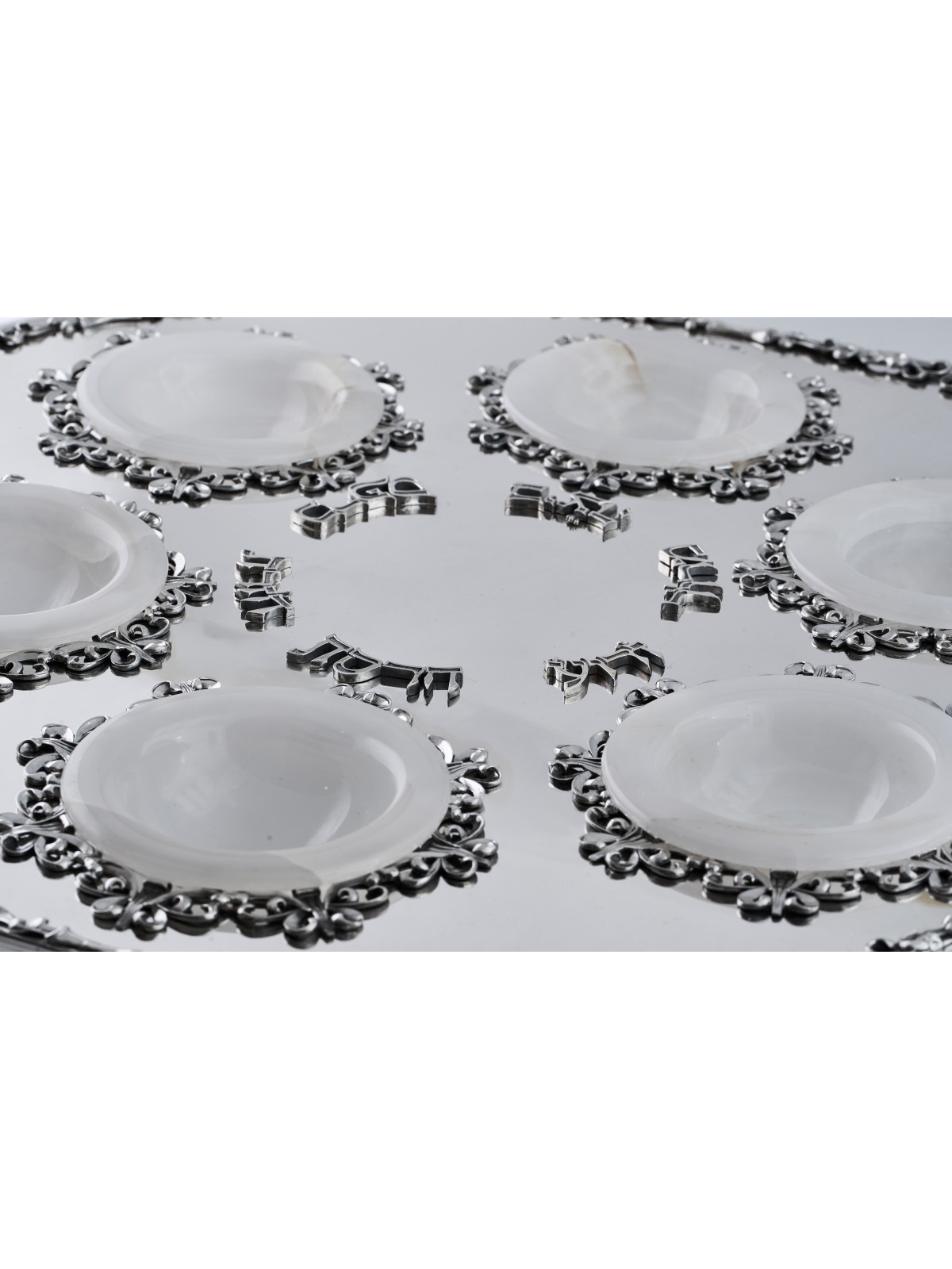 Énorme plaque de Seder surélevée en filigrane d’argent hexagonal wi , cadeaux de Pâque ,