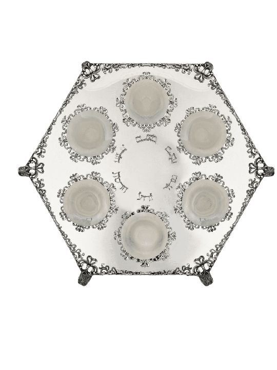 Énorme plaque de Seder surélevée en filigrane d’argent hexagonal wi , cadeaux de Pâque ,