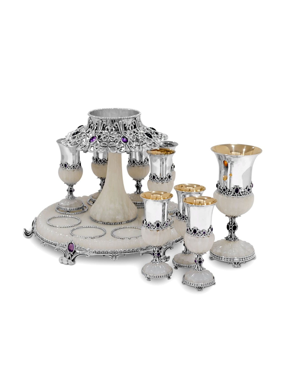 One-of-a-Kind Wine Fountain with White Onyx Stone , Kiddush Fountains