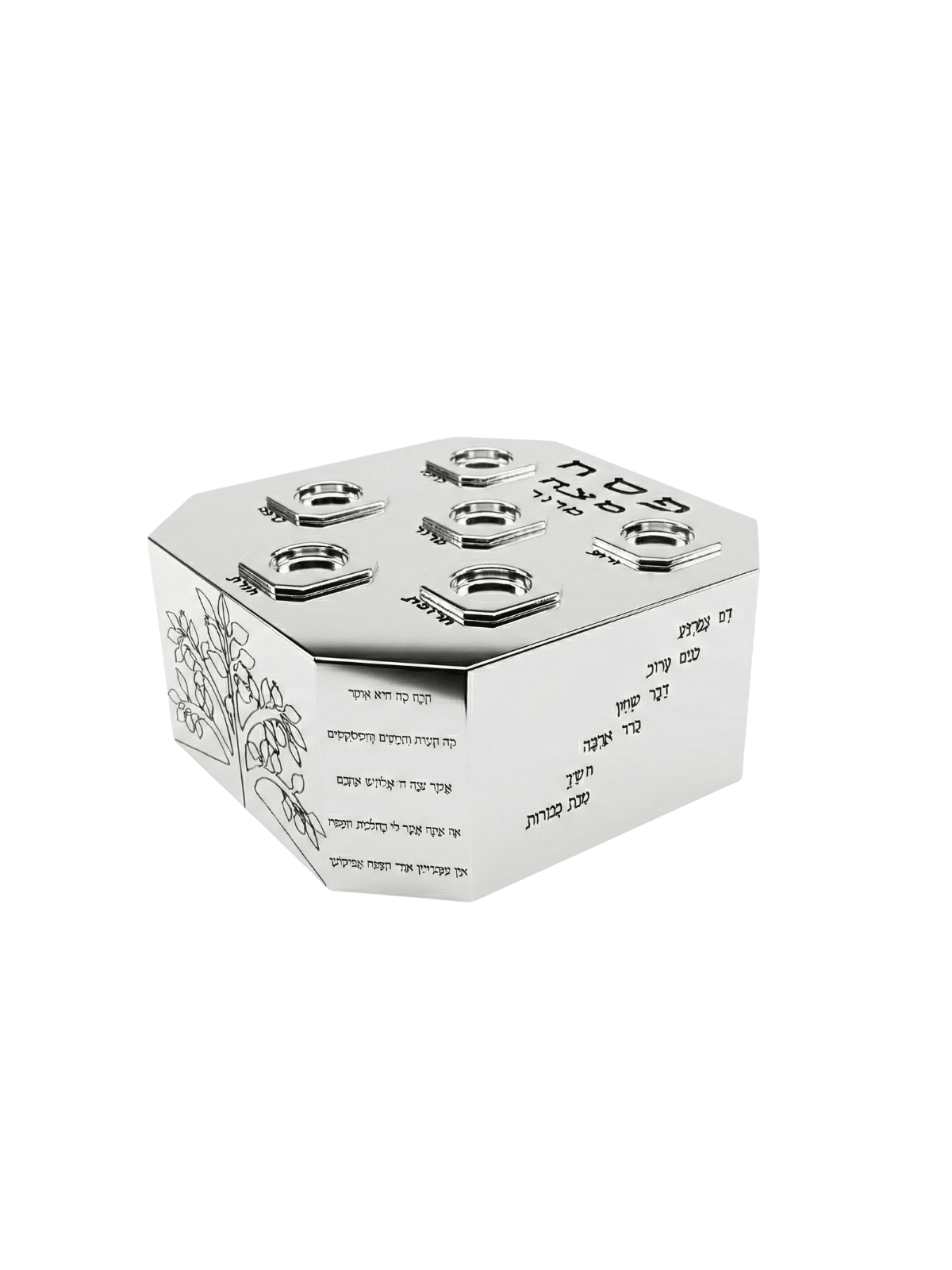 Plaque de Pâque octogonale contemporaine en argent avec , Cadeaux de Pâque ,