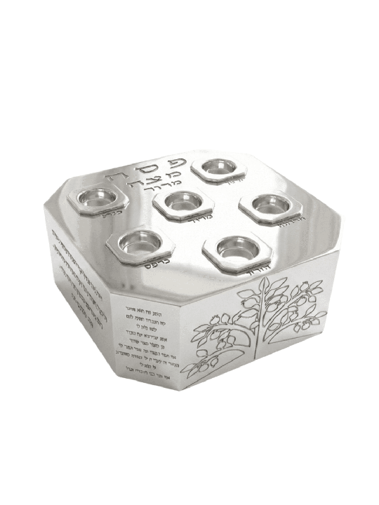 Plaque de Pâque octogonale contemporaine en argent avec , Cadeaux de Pâque ,