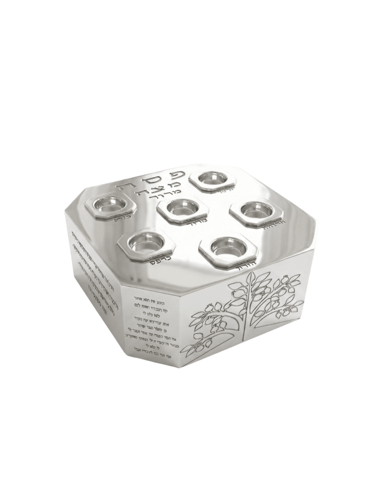 Contemporary Octagonal Silver Passover Plate with  , Passover Gifts ,