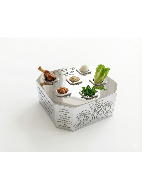 Plaque de Pâque octogonale contemporaine en argent avec , Cadeaux de Pâque ,