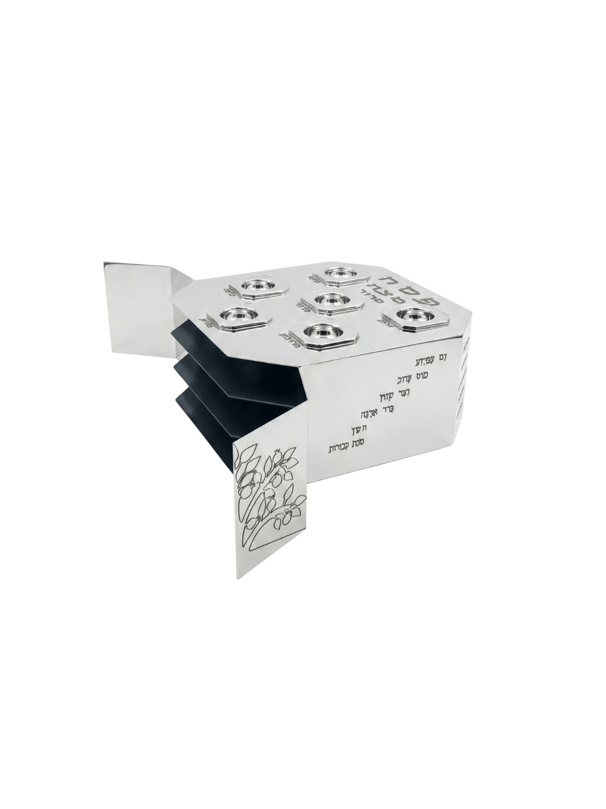 Contemporary Octagonal Silver Passover Plate with  , Passover Gifts ,