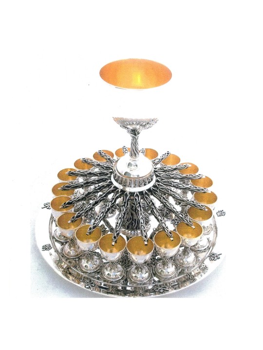 Huge Nature Inspired Silver Wine Fountain , Kiddush Fountains , Israel