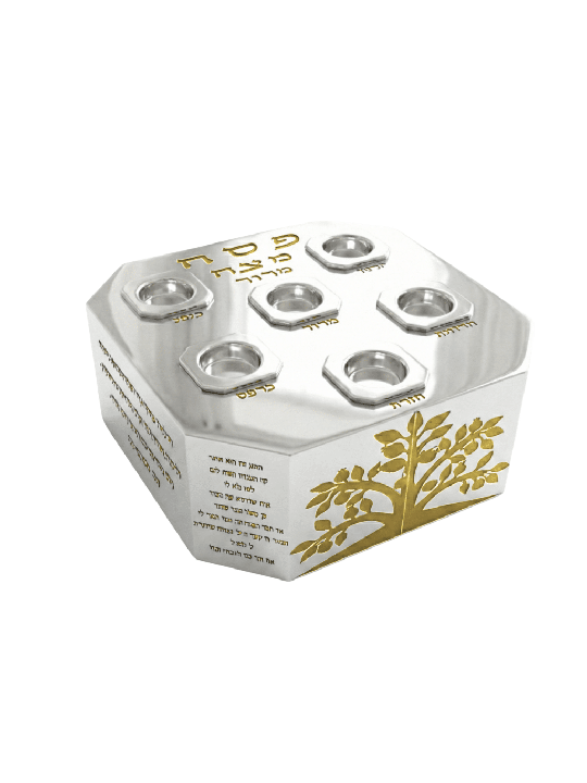 Plaque de Seder moderne en argent et en aluminium avec Passov, cadeaux de Pâque,