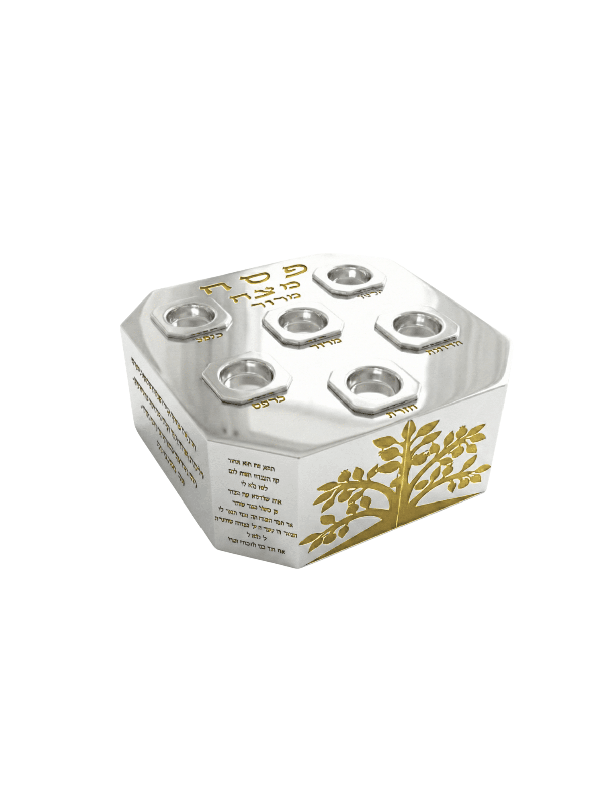 Plaque de Seder moderne en argent et en aluminium avec Passov, cadeaux de Pâque,