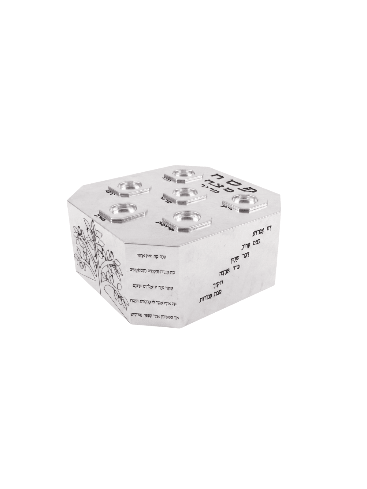 Plaque de Seder moderne en argent et en aluminium avec Passov, cadeaux de Pâque,