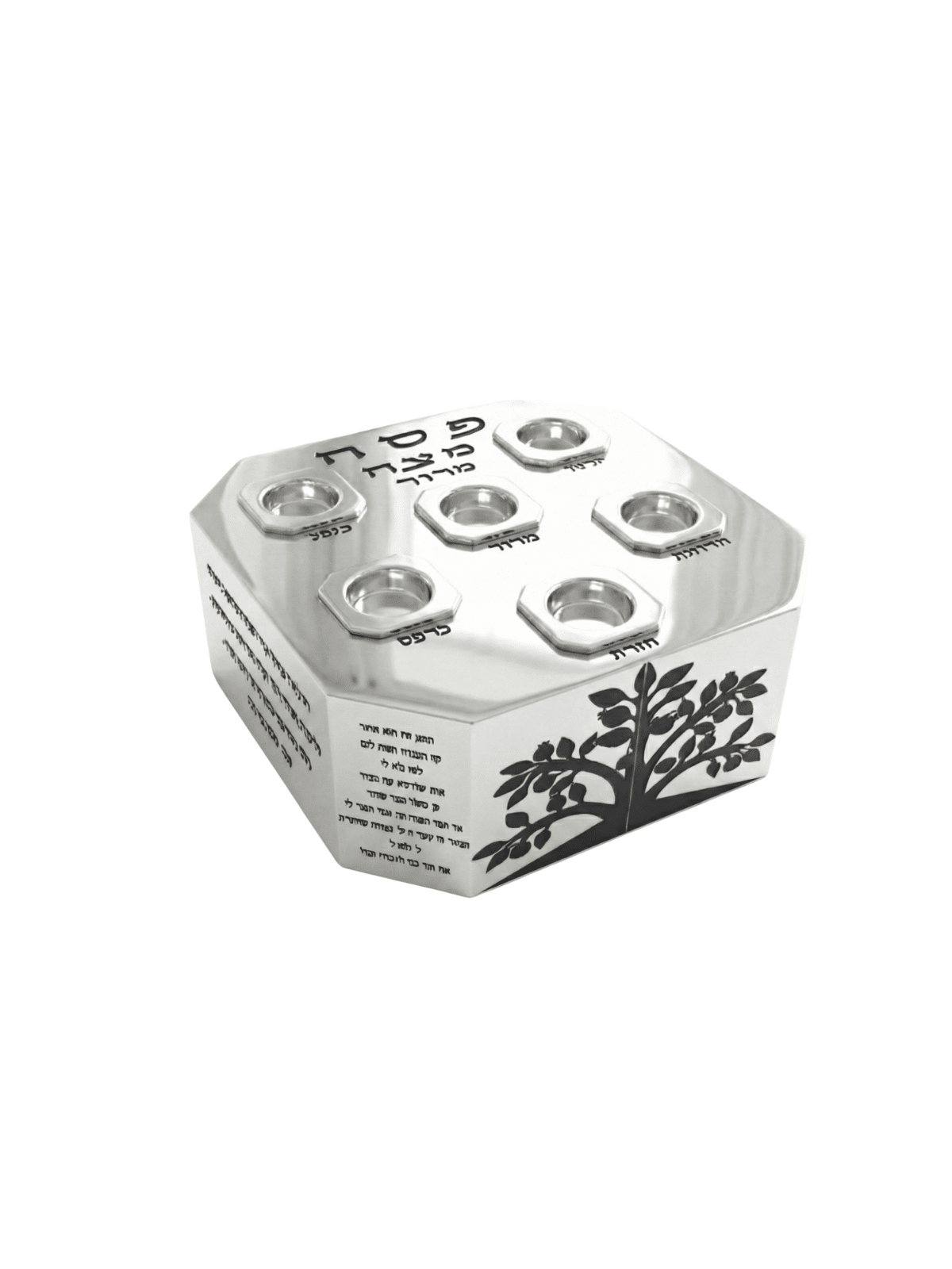 Plaque de Seder moderne en argent et en aluminium avec Passov, cadeaux de Pâque,