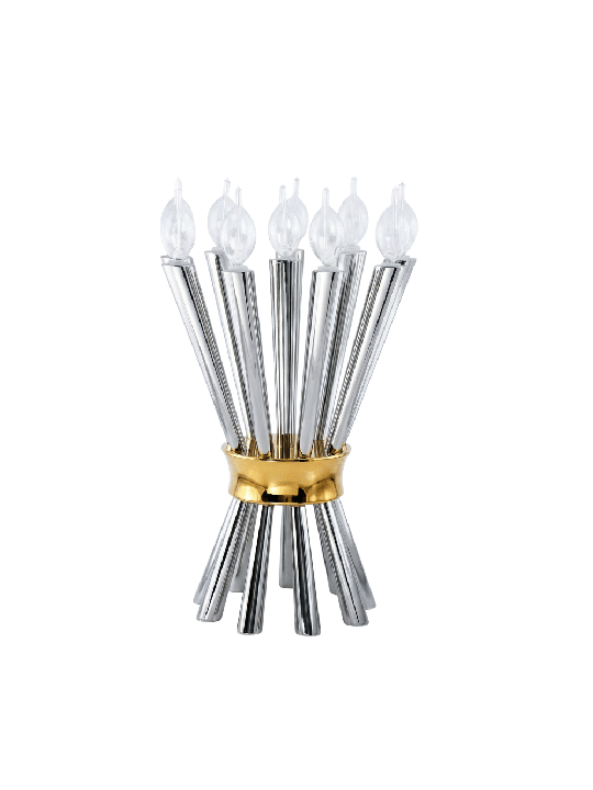 Candélabre monumental à dix lumières en argent sterling avec candélabre nature