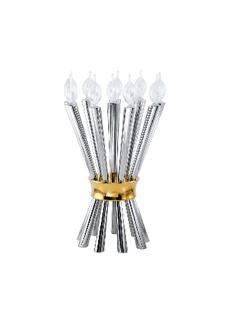 Candélabre monumental à dix lumières en argent sterling avec candélabre nature