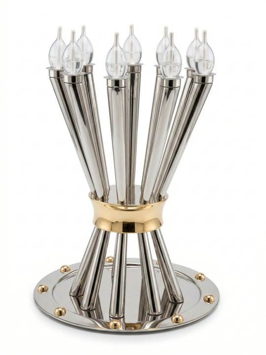 Candélabre monumental à dix lumières en argent sterling avec candélabre nature