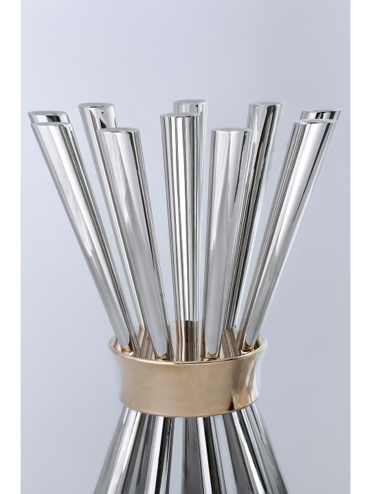 Candélabre monumental à dix lumières en argent sterling avec candélabre nature
