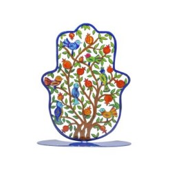 Yair Emanuel Large Hand Painted Hamsa on Base P... | Table Decorations