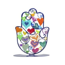 Yair Emanuel Large Hand Painted Hamsa on Base C... | Table Decorations