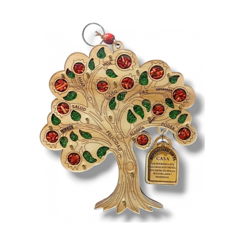 Wood Wall Hanging Colorful Tree of Life with Blessi... | Wall Hangings