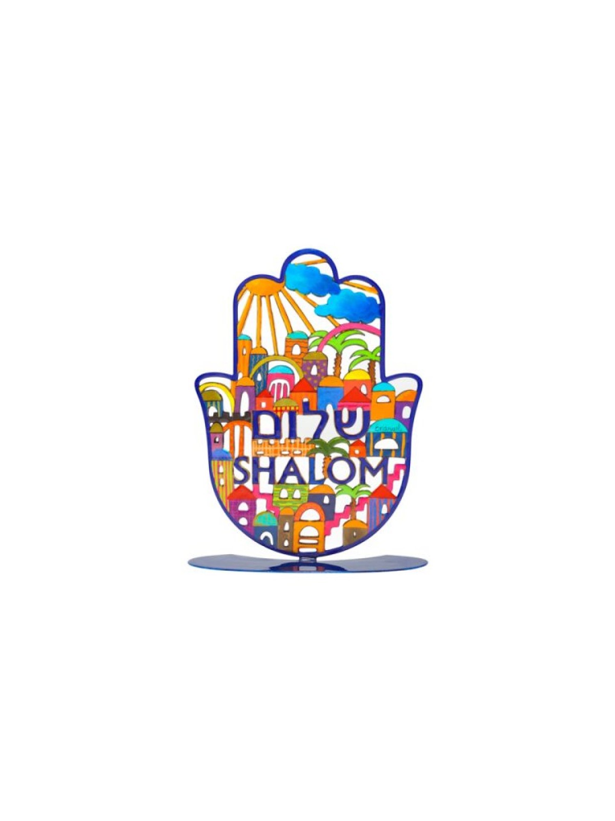 Yair Emanuel Standing Hamsa with Jerusalem Desi... | Table Decorations