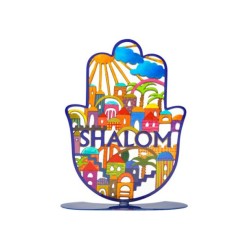 Yair Emanuel Free Standing Hamsa with Colorful ... | Table Decorations