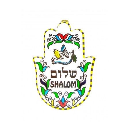 Ceramic Wall Hamsa with Flowers and Shalom Dove... | Table Decorations