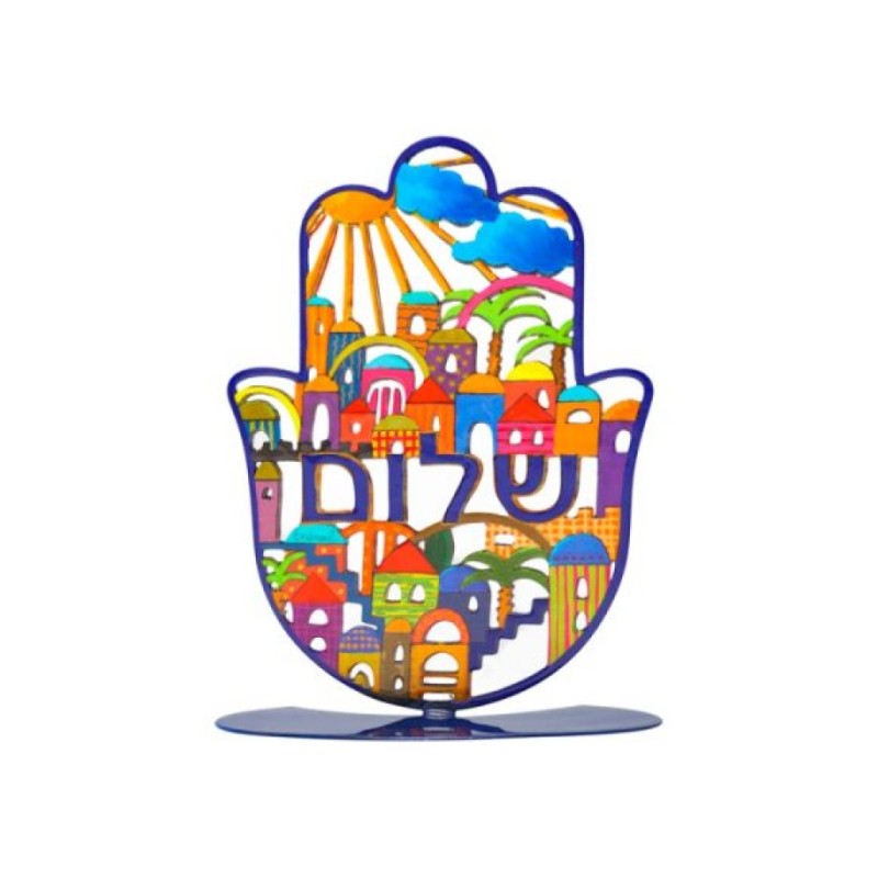 Yair Emanuel Standing Hamsa with Colorful Jerus... | Table Decorations