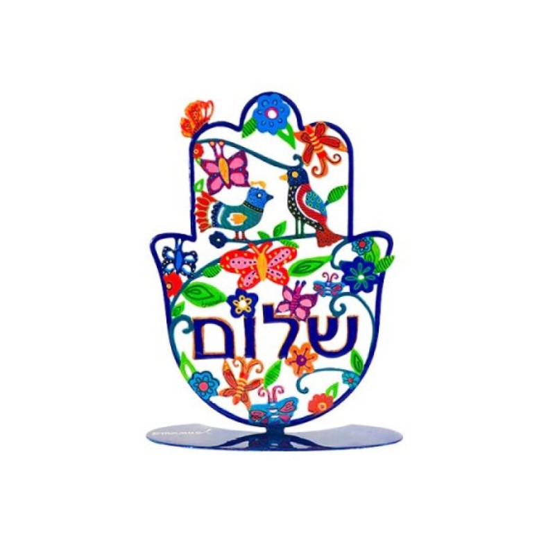Yair Emanuel Large Hand Painted Standing Hamsa ... | Table Decorations