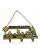 Wall Key Hanger with Chain Jerusalem Landscape Gold and Black | Clocks