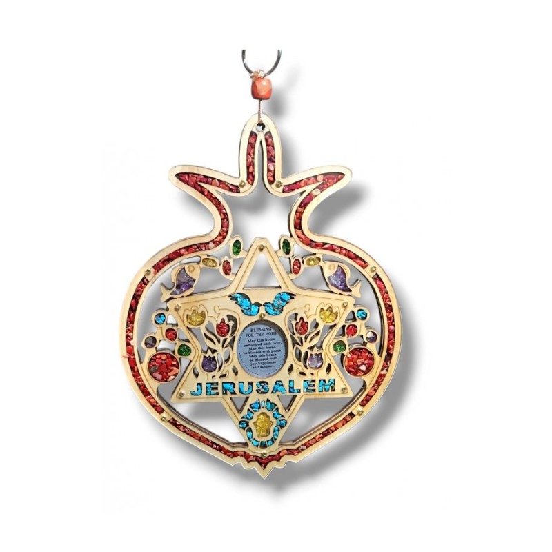 Pomegranate Home Blessing for Wall with Colored Sto... | Wall Hangings