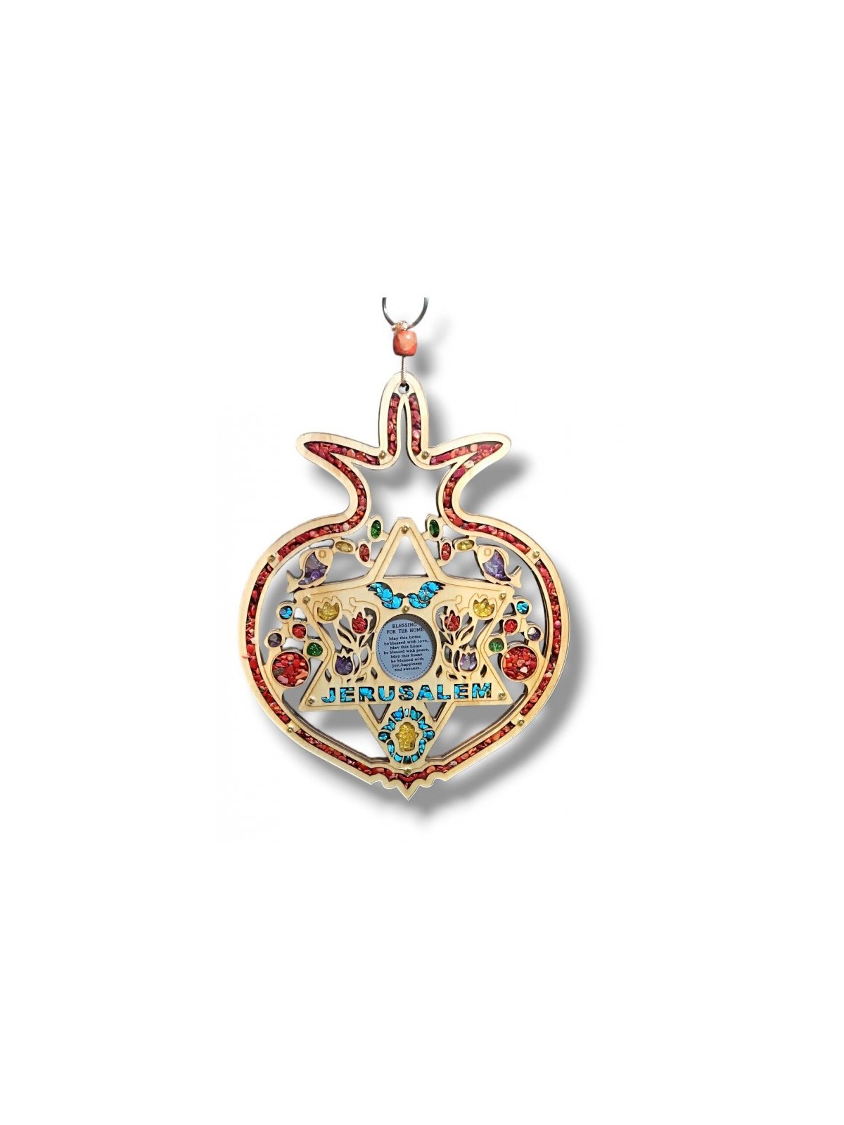 Pomegranate Home Blessing for Wall with Colored Sto... | Wall Hangings