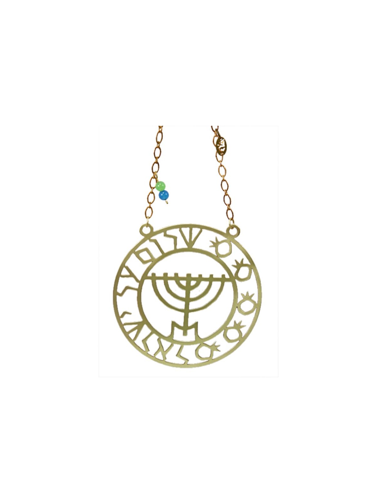 Shraga Landesman Brass Wall Hanging Menorah Pom... | House Decorations