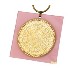 Ester Shahaf Pink Glass Hebrew Home Blessing | Jewish Gift from Israel