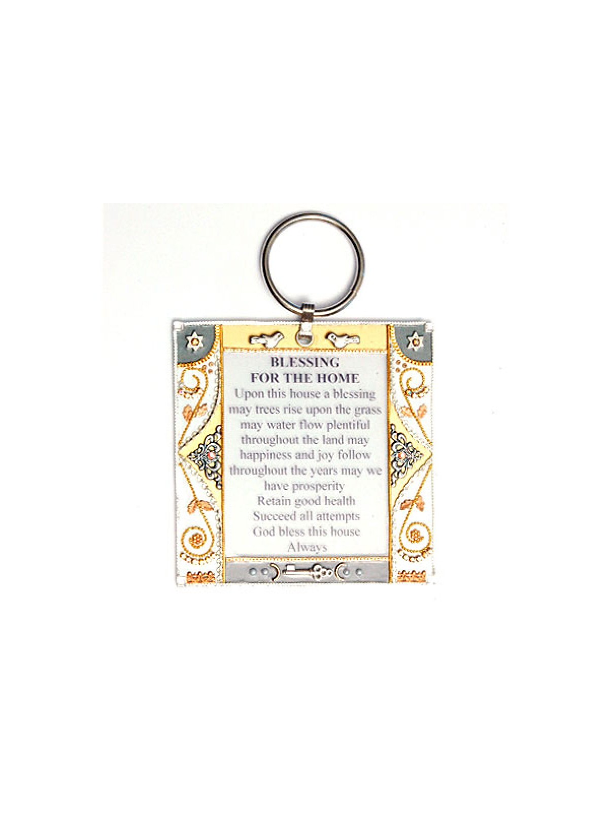 Pewter and Glass Home Blessing by Ester S... | Jewish Gift from Israel