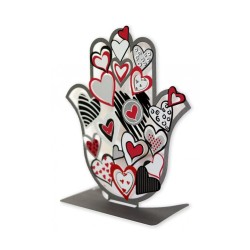 Dorit Judaica Free Standing Hamsa Sculpture Red White... | Metal Hamsa